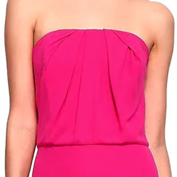 NEW! Halston Heritage Fuchsia Strapless Split Front Maxi Gown Dress - Picture 4 of 13